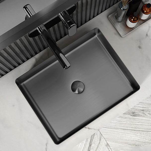 Contemporary Trough Bathroom Sink Solid Color Metal Trough Sink Clearhalo 'Bathroom Remodel & Bathroom Fixtures' 'Bathroom Sinks & Faucet Components' 'Bathroom Sinks' 'bathroom_sink' 'Home Improvement' 'home_improvement' 'home_improvement_bathroom_sink' 6756629
