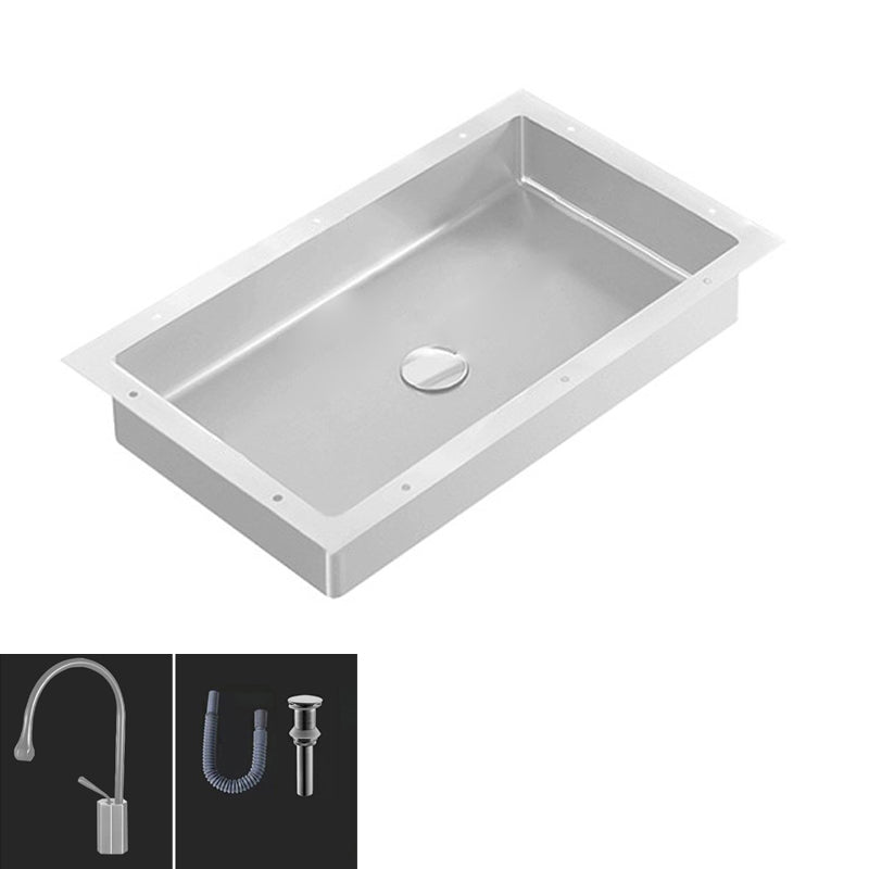 Modern Bathroom Sink Metal Rectangular Undermount Bathroom Sink with Pop-Up Drain 25"L x 15"W x 5"H Silver Gooseneck Clearhalo 'Bathroom Remodel & Bathroom Fixtures' 'Bathroom Sinks & Faucet Components' 'Bathroom Sinks' 'bathroom_sink' 'Home Improvement' 'home_improvement' 'home_improvement_bathroom_sink' 6756658