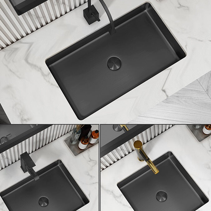 Modern Bathroom Sink Metal Rectangular Undermount Bathroom Sink with Pop-Up Drain Clearhalo 'Bathroom Remodel & Bathroom Fixtures' 'Bathroom Sinks & Faucet Components' 'Bathroom Sinks' 'bathroom_sink' 'Home Improvement' 'home_improvement' 'home_improvement_bathroom_sink' 6756659