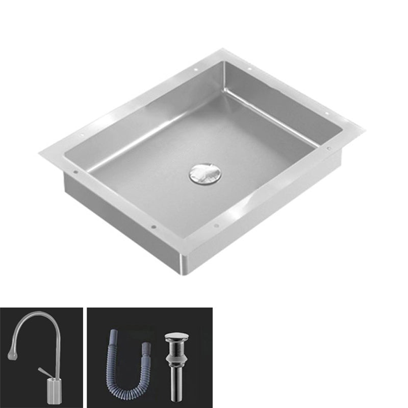 Modern Bathroom Sink Metal Rectangular Undermount Bathroom Sink with Pop-Up Drain 21"L x 17"W x 5"H Silver Gooseneck Clearhalo 'Bathroom Remodel & Bathroom Fixtures' 'Bathroom Sinks & Faucet Components' 'Bathroom Sinks' 'bathroom_sink' 'Home Improvement' 'home_improvement' 'home_improvement_bathroom_sink' 6756661