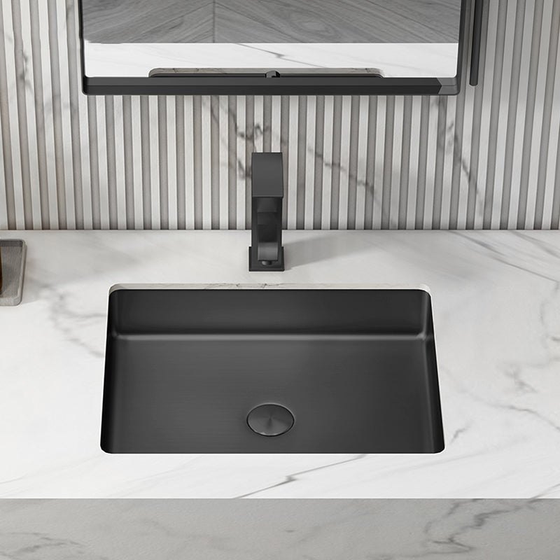 Modern Bathroom Sink Metal Rectangular Undermount Bathroom Sink with Pop-Up Drain Clearhalo 'Bathroom Remodel & Bathroom Fixtures' 'Bathroom Sinks & Faucet Components' 'Bathroom Sinks' 'bathroom_sink' 'Home Improvement' 'home_improvement' 'home_improvement_bathroom_sink' 6756663