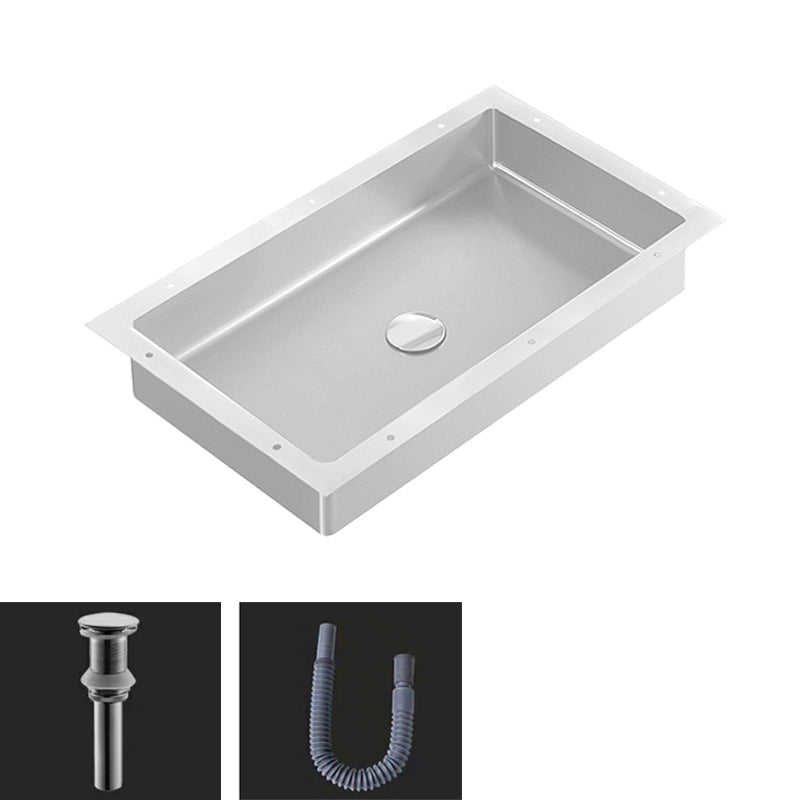 Modern Bathroom Sink Metal Rectangular Undermount Bathroom Sink with Pop-Up Drain 25"L x 15"W x 5"H Silver Unavailiable Clearhalo 'Bathroom Remodel & Bathroom Fixtures' 'Bathroom Sinks & Faucet Components' 'Bathroom Sinks' 'bathroom_sink' 'Home Improvement' 'home_improvement' 'home_improvement_bathroom_sink' 6756664