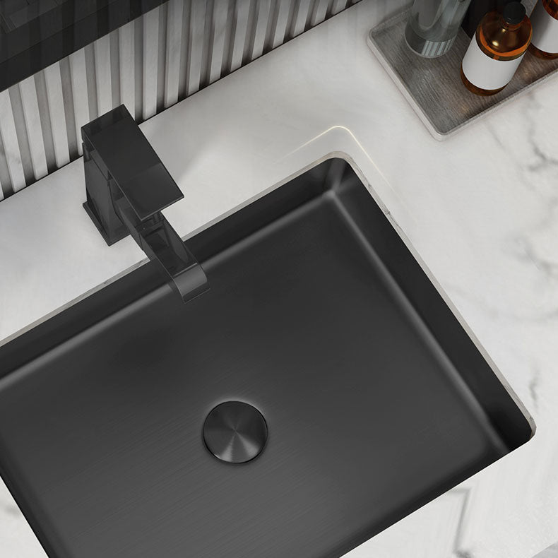 Modern Bathroom Sink Metal Rectangular Undermount Bathroom Sink with Pop-Up Drain Clearhalo 'Bathroom Remodel & Bathroom Fixtures' 'Bathroom Sinks & Faucet Components' 'Bathroom Sinks' 'bathroom_sink' 'Home Improvement' 'home_improvement' 'home_improvement_bathroom_sink' 6756669