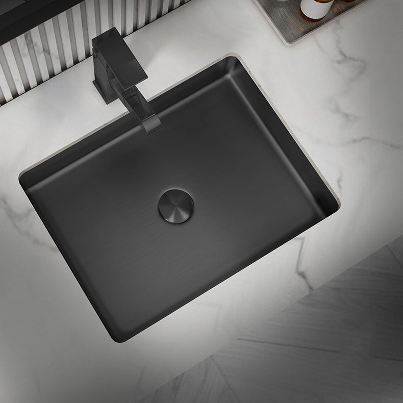 Modern Bathroom Sink Metal Rectangular Undermount Bathroom Sink with Pop-Up Drain Clearhalo 'Bathroom Remodel & Bathroom Fixtures' 'Bathroom Sinks & Faucet Components' 'Bathroom Sinks' 'bathroom_sink' 'Home Improvement' 'home_improvement' 'home_improvement_bathroom_sink' 6756672