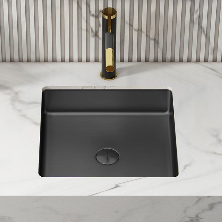 Modern Bathroom Sink Metal Rectangular Undermount Bathroom Sink with Pop-Up Drain Clearhalo 'Bathroom Remodel & Bathroom Fixtures' 'Bathroom Sinks & Faucet Components' 'Bathroom Sinks' 'bathroom_sink' 'Home Improvement' 'home_improvement' 'home_improvement_bathroom_sink' 6756677