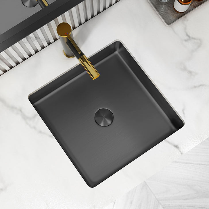 Modern Bathroom Sink Metal Rectangular Undermount Bathroom Sink with Pop-Up Drain Clearhalo 'Bathroom Remodel & Bathroom Fixtures' 'Bathroom Sinks & Faucet Components' 'Bathroom Sinks' 'bathroom_sink' 'Home Improvement' 'home_improvement' 'home_improvement_bathroom_sink' 6756680