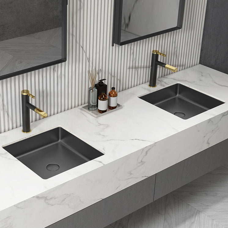 Modern Bathroom Sink Metal Rectangular Undermount Bathroom Sink with Pop-Up Drain Clearhalo 'Bathroom Remodel & Bathroom Fixtures' 'Bathroom Sinks & Faucet Components' 'Bathroom Sinks' 'bathroom_sink' 'Home Improvement' 'home_improvement' 'home_improvement_bathroom_sink' 6756681