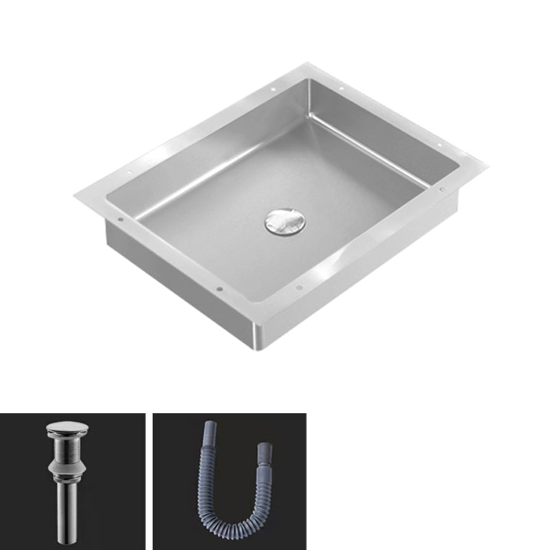 Modern Bathroom Sink Metal Rectangular Undermount Bathroom Sink with Pop-Up Drain 21"L x 17"W x 5"H Silver Unavailiable Clearhalo 'Bathroom Remodel & Bathroom Fixtures' 'Bathroom Sinks & Faucet Components' 'Bathroom Sinks' 'bathroom_sink' 'Home Improvement' 'home_improvement' 'home_improvement_bathroom_sink' 6756682