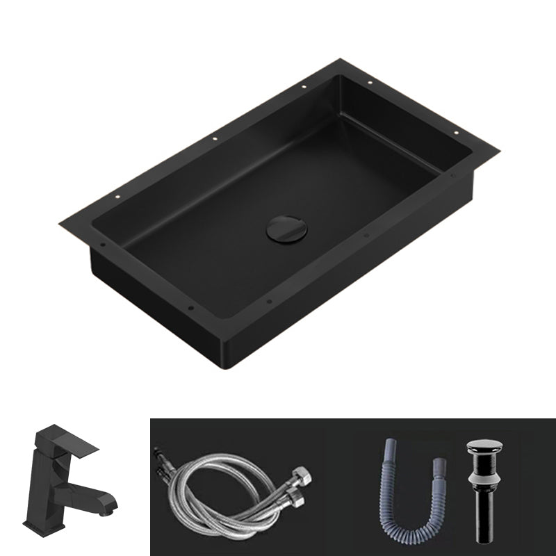 Modern Bathroom Sink Metal Rectangular Undermount Bathroom Sink with Pop-Up Drain 25"L x 15"W x 5"H Black Square Faucet Clearhalo 'Bathroom Remodel & Bathroom Fixtures' 'Bathroom Sinks & Faucet Components' 'Bathroom Sinks' 'bathroom_sink' 'Home Improvement' 'home_improvement' 'home_improvement_bathroom_sink' 6756684