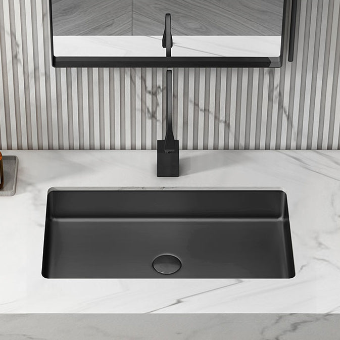 Modern Bathroom Sink Metal Rectangular Undermount Bathroom Sink with Pop-Up Drain Clearhalo 'Bathroom Remodel & Bathroom Fixtures' 'Bathroom Sinks & Faucet Components' 'Bathroom Sinks' 'bathroom_sink' 'Home Improvement' 'home_improvement' 'home_improvement_bathroom_sink' 6756686