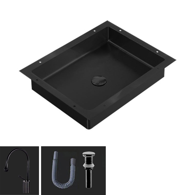 Modern Bathroom Sink Metal Rectangular Undermount Bathroom Sink with Pop-Up Drain 21"L x 17"W x 5"H Black Gooseneck Clearhalo 'Bathroom Remodel & Bathroom Fixtures' 'Bathroom Sinks & Faucet Components' 'Bathroom Sinks' 'bathroom_sink' 'Home Improvement' 'home_improvement' 'home_improvement_bathroom_sink' 6756687