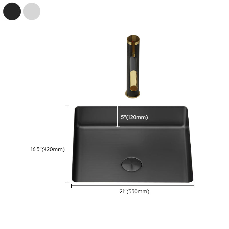 Modern Bathroom Sink Metal Rectangular Undermount Bathroom Sink with Pop-Up Drain Clearhalo 'Bathroom Remodel & Bathroom Fixtures' 'Bathroom Sinks & Faucet Components' 'Bathroom Sinks' 'bathroom_sink' 'Home Improvement' 'home_improvement' 'home_improvement_bathroom_sink' 6756699