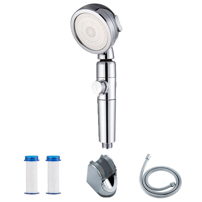 Metal Universal Pressurized Shower Head Adjustable Water Flow Handheld Shower Head Shower with Pipe and ABS Wall Base Clearhalo 'Bathroom Remodel & Bathroom Fixtures' 'Home Improvement' 'home_improvement' 'home_improvement_shower_heads' 'Shower Heads' 'shower_heads' 'Showers & Bathtubs Plumbing' 'Showers & Bathtubs' 6757025