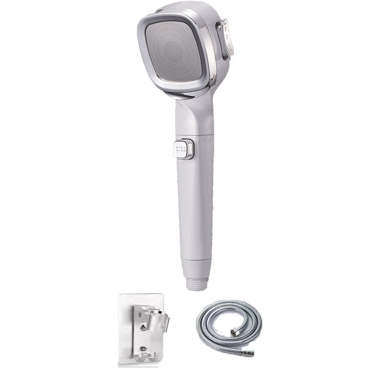 4-Setting Pressurized Shower One-button Water-stop Hand-held Shower Head White Shower Heads with Holder and Hose Clearhalo 'Bathroom Remodel & Bathroom Fixtures' 'Home Improvement' 'home_improvement' 'home_improvement_shower_heads' 'Shower Heads' 'shower_heads' 'Showers & Bathtubs Plumbing' 'Showers & Bathtubs' 6757057
