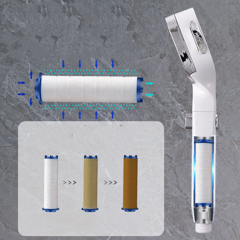 4-Setting Pressurized Shower One-button Water-stop Hand-held Shower Head Clearhalo 'Bathroom Remodel & Bathroom Fixtures' 'Home Improvement' 'home_improvement' 'home_improvement_shower_heads' 'Shower Heads' 'shower_heads' 'Showers & Bathtubs Plumbing' 'Showers & Bathtubs' 6757058