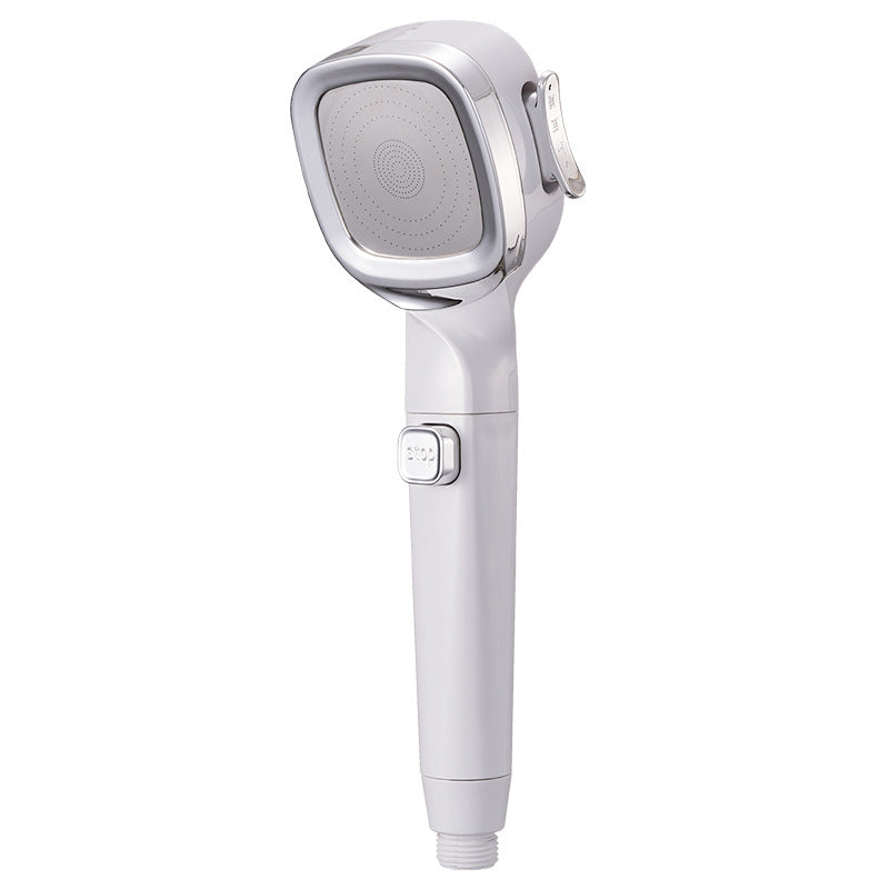 4-Setting Pressurized Shower One-button Water-stop Hand-held Shower Head Clearhalo 'Bathroom Remodel & Bathroom Fixtures' 'Home Improvement' 'home_improvement' 'home_improvement_shower_heads' 'Shower Heads' 'shower_heads' 'Showers & Bathtubs Plumbing' 'Showers & Bathtubs' 6757061