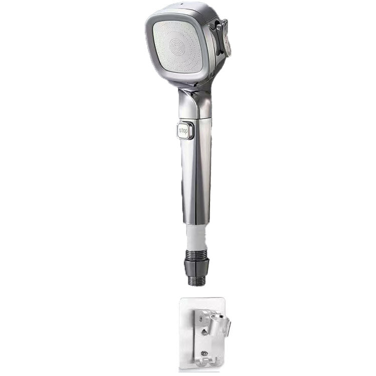 4-Setting Pressurized Shower One-button Water-stop Hand-held Shower Head Silver Shower & Bracket & Filter Ball Clearhalo 'Bathroom Remodel & Bathroom Fixtures' 'Home Improvement' 'home_improvement' 'home_improvement_shower_heads' 'Shower Heads' 'shower_heads' 'Showers & Bathtubs Plumbing' 'Showers & Bathtubs' 6757066