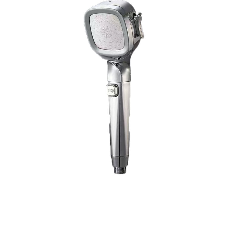 4-Setting Pressurized Shower One-button Water-stop Hand-held Shower Head Silver Hand Shower Clearhalo 'Bathroom Remodel & Bathroom Fixtures' 'Home Improvement' 'home_improvement' 'home_improvement_shower_heads' 'Shower Heads' 'shower_heads' 'Showers & Bathtubs Plumbing' 'Showers & Bathtubs' 6757071