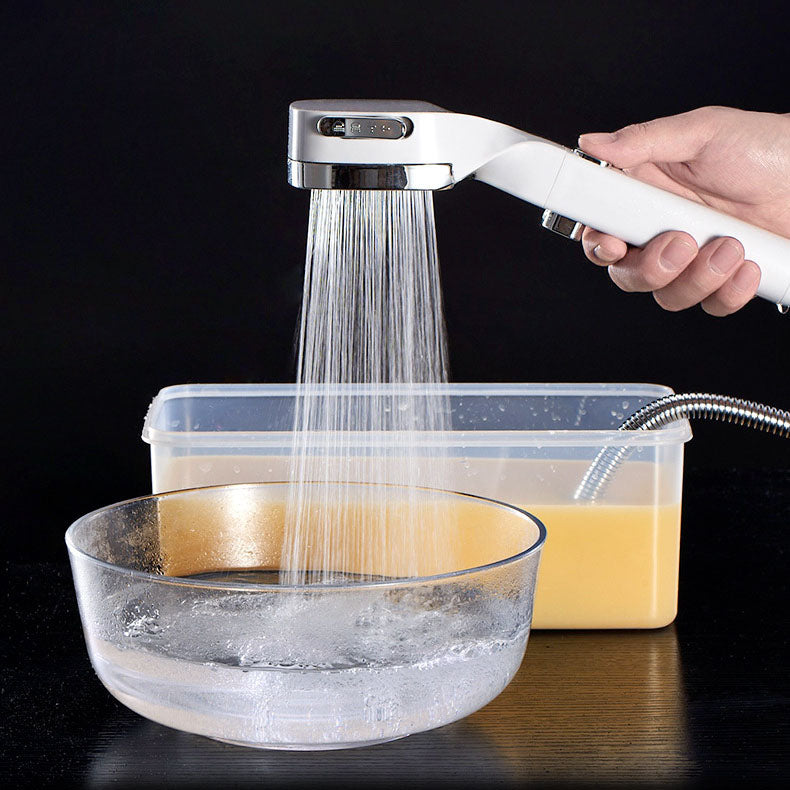 4-Setting Pressurized Shower One-button Water-stop Hand-held Shower Head Clearhalo 'Bathroom Remodel & Bathroom Fixtures' 'Home Improvement' 'home_improvement' 'home_improvement_shower_heads' 'Shower Heads' 'shower_heads' 'Showers & Bathtubs Plumbing' 'Showers & Bathtubs' 6757074