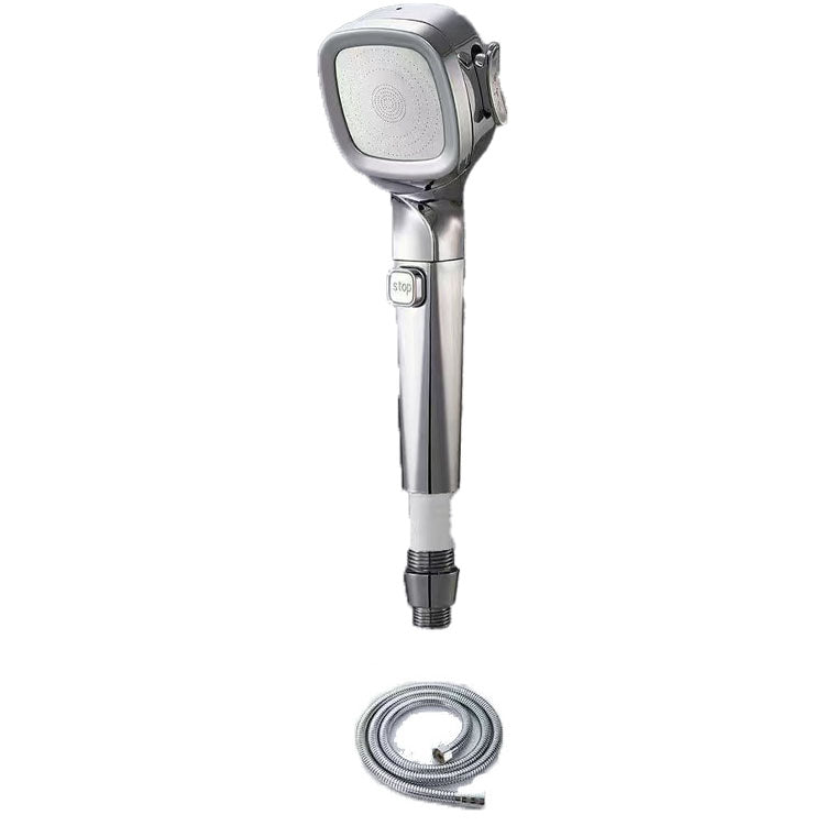 4-Setting Pressurized Shower One-button Water-stop Hand-held Shower Head Silver Shower & Hose & Filter Ball Clearhalo 'Bathroom Remodel & Bathroom Fixtures' 'Home Improvement' 'home_improvement' 'home_improvement_shower_heads' 'Shower Heads' 'shower_heads' 'Showers & Bathtubs Plumbing' 'Showers & Bathtubs' 6757075
