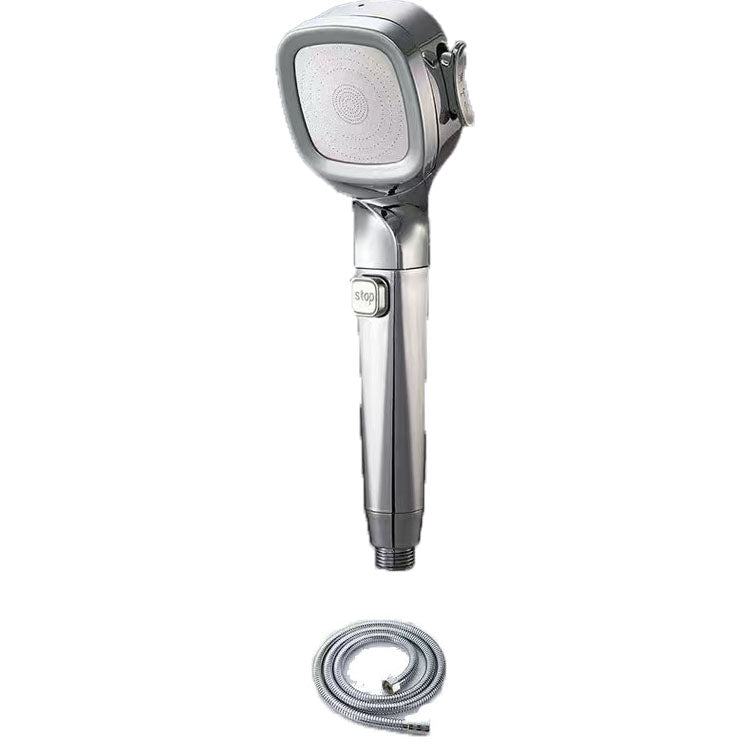 4-Setting Pressurized Shower One-button Water-stop Hand-held Shower Head Silver Shower Head with Hose Clearhalo 'Bathroom Remodel & Bathroom Fixtures' 'Home Improvement' 'home_improvement' 'home_improvement_shower_heads' 'Shower Heads' 'shower_heads' 'Showers & Bathtubs Plumbing' 'Showers & Bathtubs' 6757077