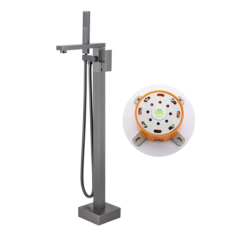 Modern Floor Mounted Metal Freestanding Tub Filler One Handle Freestanding Bathtub Faucet Straight Ground Clearhalo 'Bathroom Remodel & Bathroom Fixtures' 'Bathtub Faucets' 'bathtub_faucets' 'Home Improvement' 'home_improvement' 'home_improvement_bathtub_faucets' 6757826
