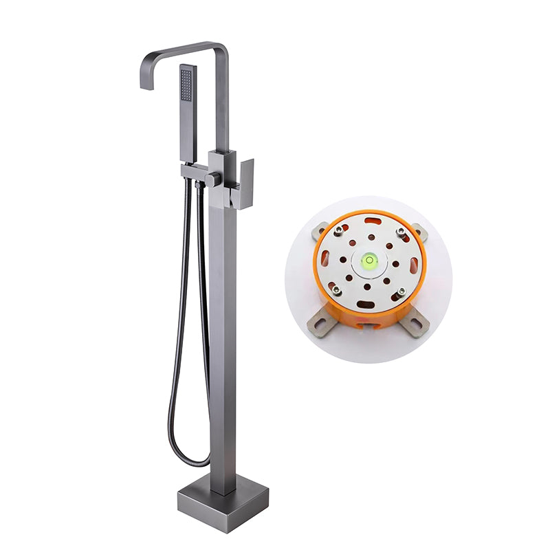 Modern Floor Mounted Metal Freestanding Tub Filler One Handle Freestanding Bathtub Faucet Curved Ground Clearhalo 'Bathroom Remodel & Bathroom Fixtures' 'Bathtub Faucets' 'bathtub_faucets' 'Home Improvement' 'home_improvement' 'home_improvement_bathtub_faucets' 6757830