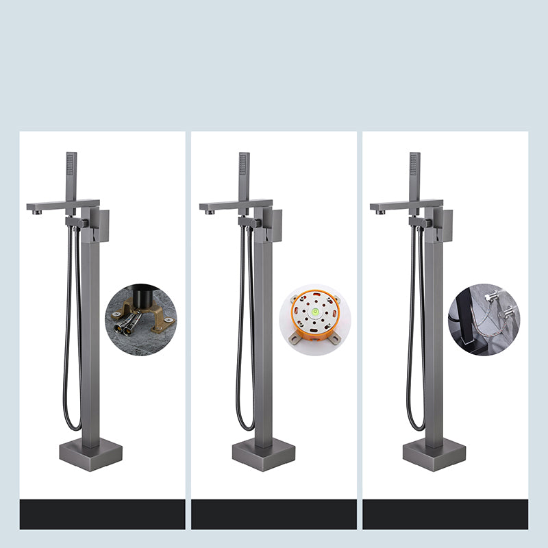 Modern Floor Mounted Metal Freestanding Tub Filler One Handle Freestanding Bathtub Faucet Clearhalo 'Bathroom Remodel & Bathroom Fixtures' 'Bathtub Faucets' 'bathtub_faucets' 'Home Improvement' 'home_improvement' 'home_improvement_bathtub_faucets' 6757832