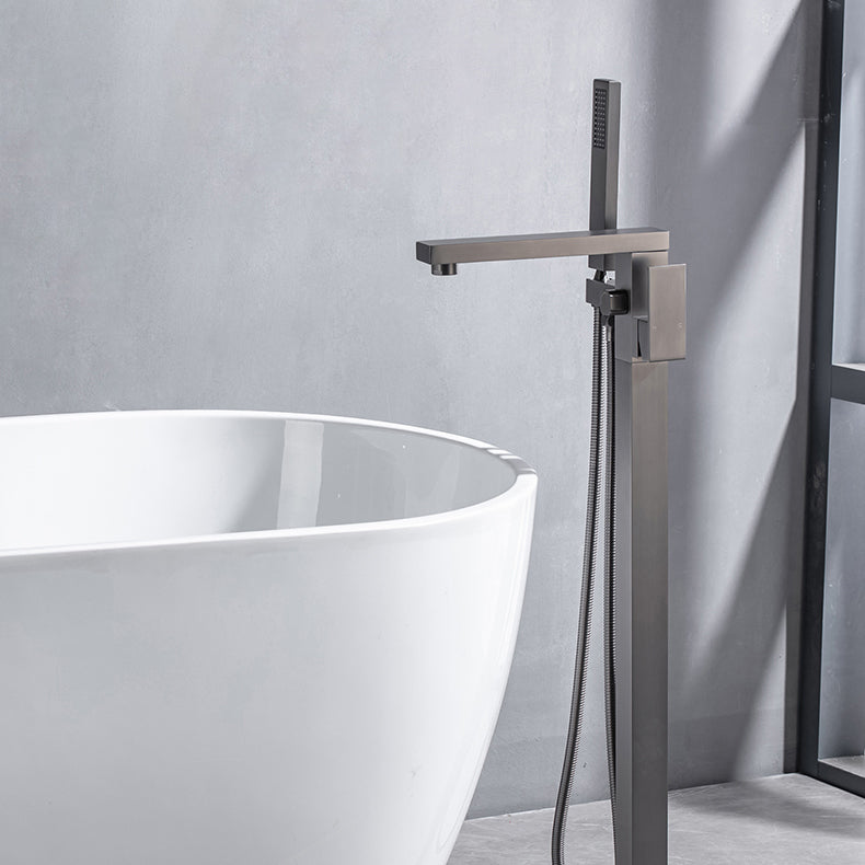 Modern Floor Mounted Metal Freestanding Tub Filler One Handle Freestanding Bathtub Faucet Clearhalo 'Bathroom Remodel & Bathroom Fixtures' 'Bathtub Faucets' 'bathtub_faucets' 'Home Improvement' 'home_improvement' 'home_improvement_bathtub_faucets' 6757835