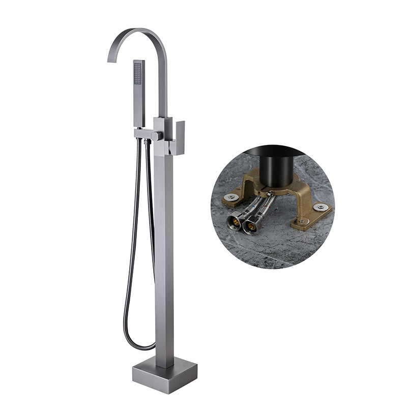 Modern Floor Mounted Metal Freestanding Tub Filler One Handle Freestanding Bathtub Faucet Arc Rre-embedded Clearhalo 'Bathroom Remodel & Bathroom Fixtures' 'Bathtub Faucets' 'bathtub_faucets' 'Home Improvement' 'home_improvement' 'home_improvement_bathtub_faucets' 6757846