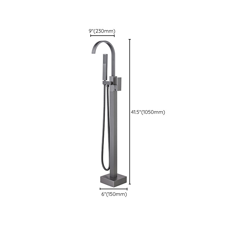 Modern Floor Mounted Metal Freestanding Tub Filler One Handle Freestanding Bathtub Faucet Clearhalo 'Bathroom Remodel & Bathroom Fixtures' 'Bathtub Faucets' 'bathtub_faucets' 'Home Improvement' 'home_improvement' 'home_improvement_bathtub_faucets' 6757866