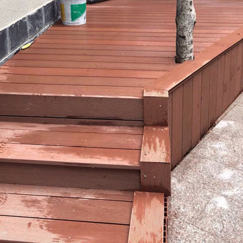 Outdoor Wooden Decking Tiles Waterproof Striped Pattern Flooring Board Rosewood 10-Piece Set Square Hole Clearhalo 'Home Improvement' 'home_improvement' 'home_improvement_outdoor_deck_tiles_planks' 'Outdoor Deck Tiles & Planks' 'Outdoor Flooring & Tile' 'Outdoor Remodel' 'outdoor_deck_tiles_planks' 6758043