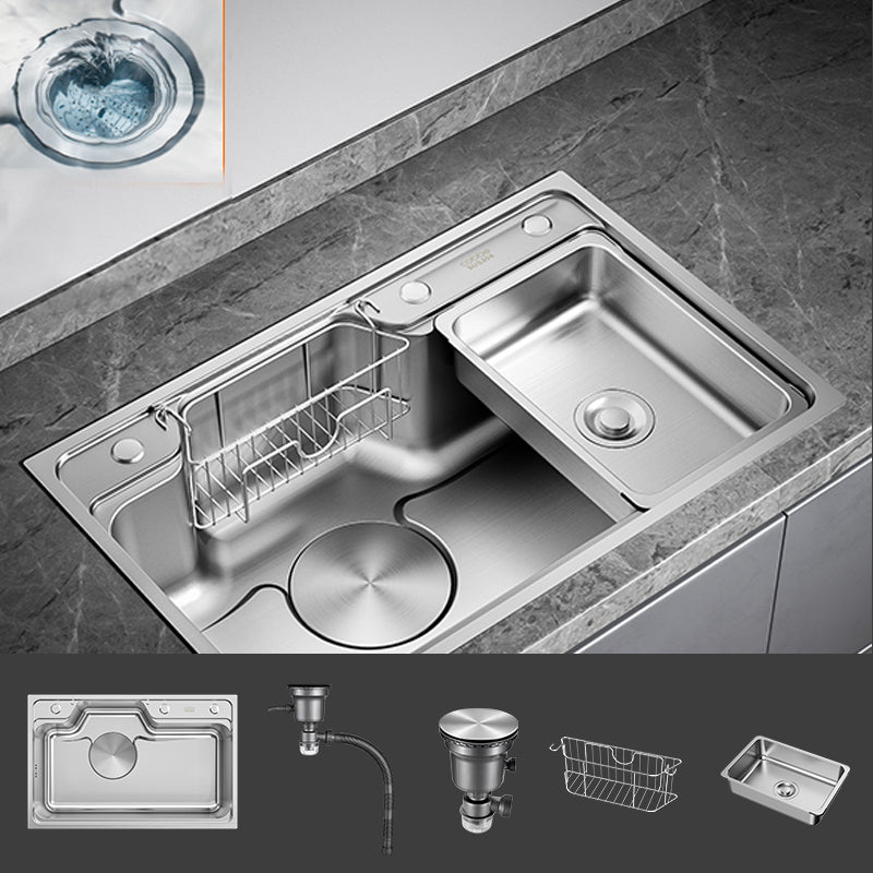 Contemporary Style Kitchen Sink Stainless Steel Drop-In Rustproof Kitchen Sink Sink Only None Clearhalo 'Home Improvement' 'home_improvement' 'home_improvement_kitchen_sinks' 'Kitchen Remodel & Kitchen Fixtures' 'Kitchen Sinks & Faucet Components' 'Kitchen Sinks' 'kitchen_sinks' 6758456