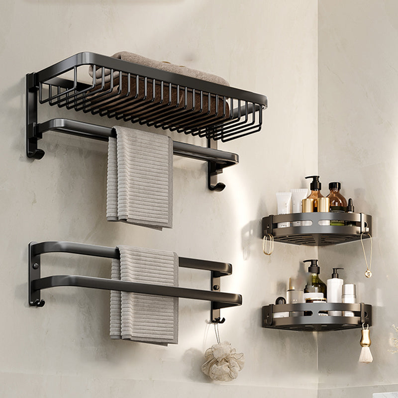 Modern Bathroom Accessory Kit Black Bath Shelf Bath Hardware Set 4-Piece Set (Triangular Bath Shelf) Clearhalo 'Bathroom Hardware Sets' 'Bathroom Hardware' 'Bathroom Remodel & Bathroom Fixtures' 'bathroom_hardware_sets' 'Home Improvement' 'home_improvement' 'home_improvement_bathroom_hardware_sets' 6762953
