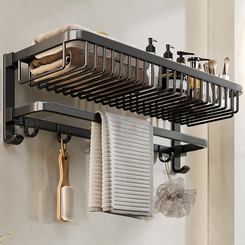 Modern Bathroom Accessory Kit Black Bath Shelf Bath Hardware Set Clearhalo 'Bathroom Hardware Sets' 'Bathroom Hardware' 'Bathroom Remodel & Bathroom Fixtures' 'bathroom_hardware_sets' 'Home Improvement' 'home_improvement' 'home_improvement_bathroom_hardware_sets' 6762977