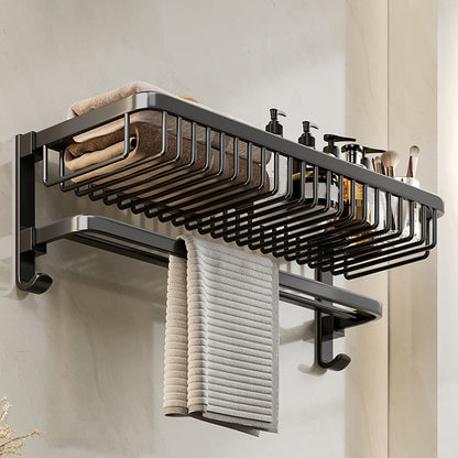 Modern Bathroom Accessory Kit Black Bath Shelf Bath Hardware Set Clearhalo 'Bathroom Hardware Sets' 'Bathroom Hardware' 'Bathroom Remodel & Bathroom Fixtures' 'bathroom_hardware_sets' 'Home Improvement' 'home_improvement' 'home_improvement_bathroom_hardware_sets' 6762980