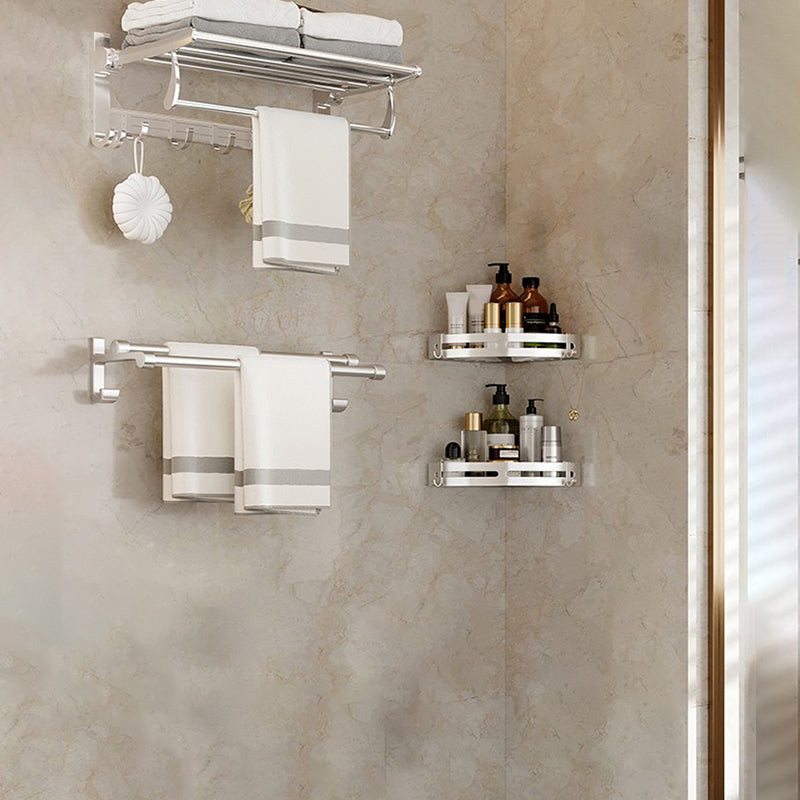Traditional Bath Shelf Stainless Steel Paper Holder Bathroom Accessories Hardware Set 4-Piece Set (Double Rods) Clearhalo 'Bathroom Hardware Sets' 'Bathroom Hardware' 'Bathroom Remodel & Bathroom Fixtures' 'bathroom_hardware_sets' 'Home Improvement' 'home_improvement' 'home_improvement_bathroom_hardware_sets' 6763088