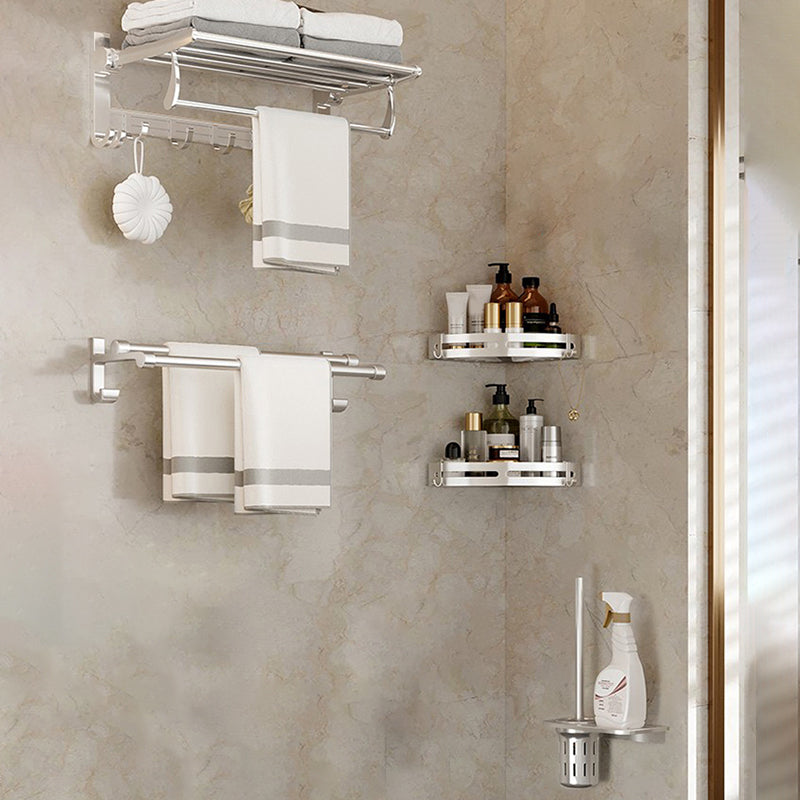 Traditional Bath Shelf Stainless Steel Paper Holder Bathroom Accessories Hardware Set 5-Piece Set (Double Rods) Clearhalo 'Bathroom Hardware Sets' 'Bathroom Hardware' 'Bathroom Remodel & Bathroom Fixtures' 'bathroom_hardware_sets' 'Home Improvement' 'home_improvement' 'home_improvement_bathroom_hardware_sets' 6763090