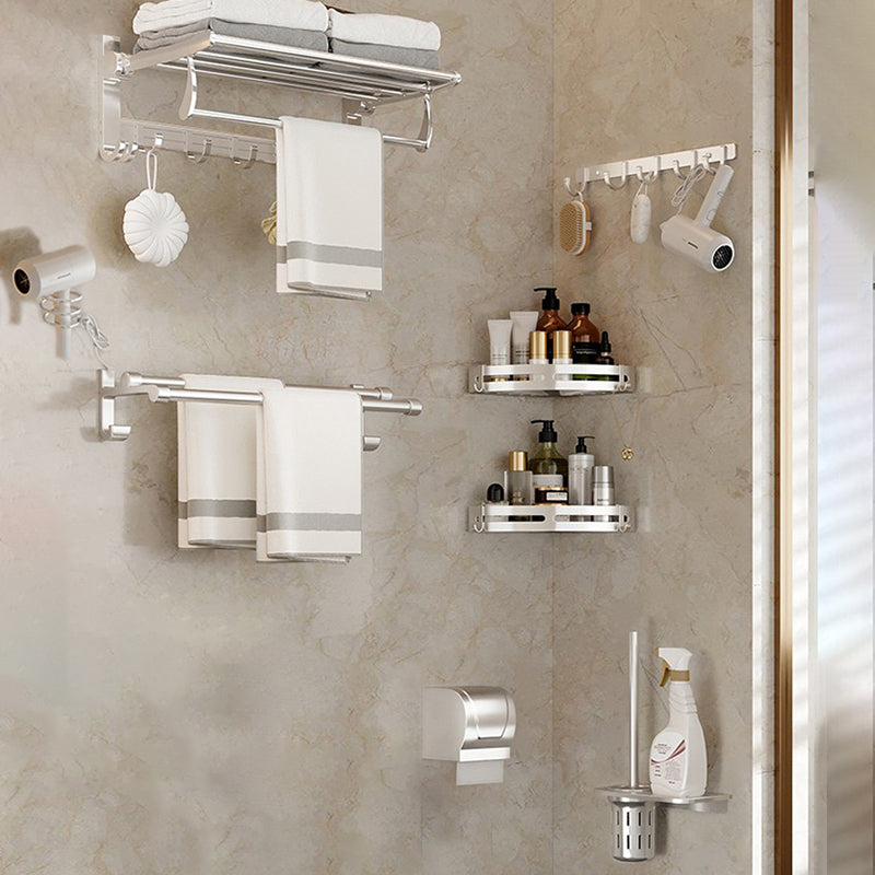 Traditional Bath Shelf Stainless Steel Paper Holder Bathroom Accessories Hardware Set 8-Piece Set (Double Rods) Clearhalo 'Bathroom Hardware Sets' 'Bathroom Hardware' 'Bathroom Remodel & Bathroom Fixtures' 'bathroom_hardware_sets' 'Home Improvement' 'home_improvement' 'home_improvement_bathroom_hardware_sets' 6763094