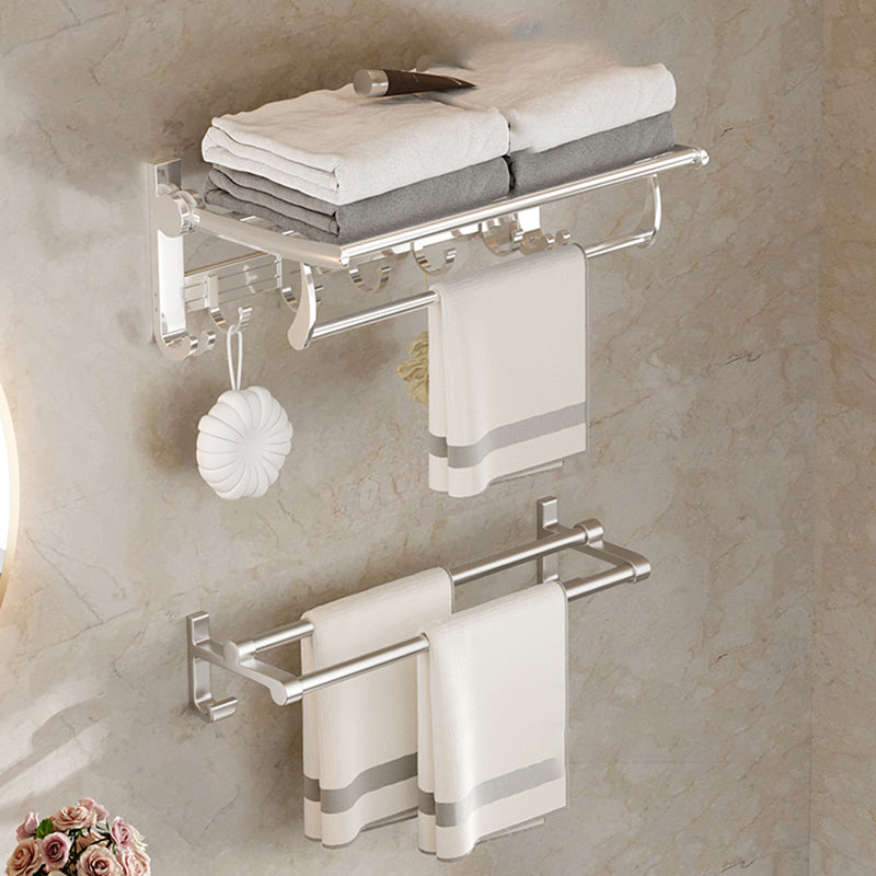 Traditional Bath Shelf Stainless Steel Paper Holder Bathroom Accessories Hardware Set Towel Rack with Towel Bar (Double Bars) Clearhalo 'Bathroom Hardware Sets' 'Bathroom Hardware' 'Bathroom Remodel & Bathroom Fixtures' 'bathroom_hardware_sets' 'Home Improvement' 'home_improvement' 'home_improvement_bathroom_hardware_sets' 6763111