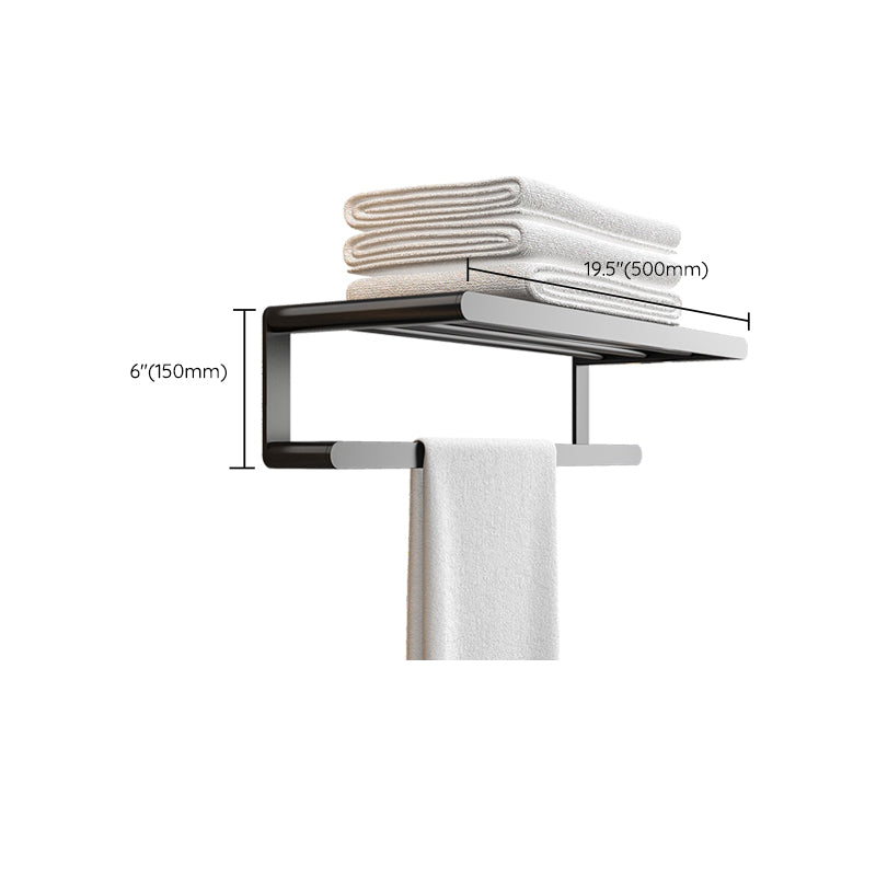 Modern Bathroom Set with Bath Shelf/Towel Bar & Paper Holder Black Bathroom Hardware Clearhalo 'Bathroom Hardware Sets' 'Bathroom Hardware' 'Bathroom Remodel & Bathroom Fixtures' 'bathroom_hardware_sets' 'Home Improvement' 'home_improvement' 'home_improvement_bathroom_hardware_sets' 6763144