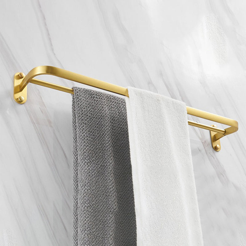 Modern Bathroom Hardware Paper Holder Bath Shelf Gold Bathroom Accessory Kit Towel Bar (Double Rods) Clearhalo 'Bathroom Hardware Sets' 'Bathroom Hardware' 'Bathroom Remodel & Bathroom Fixtures' 'bathroom_hardware_sets' 'Home Improvement' 'home_improvement' 'home_improvement_bathroom_hardware_sets' 6763154