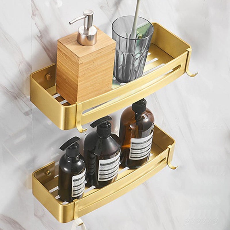 Modern Bathroom Hardware Paper Holder Bath Shelf Gold Bathroom Accessory Kit 2-Piece Set (Square Bath Shelf) Clearhalo 'Bathroom Hardware Sets' 'Bathroom Hardware' 'Bathroom Remodel & Bathroom Fixtures' 'bathroom_hardware_sets' 'Home Improvement' 'home_improvement' 'home_improvement_bathroom_hardware_sets' 6763165