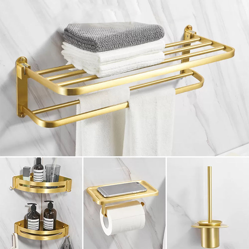 Modern Bathroom Hardware Paper Holder Bath Shelf Gold Bathroom Accessory Kit 5-Piece Set (Toilet Paper Holder) Clearhalo 'Bathroom Hardware Sets' 'Bathroom Hardware' 'Bathroom Remodel & Bathroom Fixtures' 'bathroom_hardware_sets' 'Home Improvement' 'home_improvement' 'home_improvement_bathroom_hardware_sets' 6763166