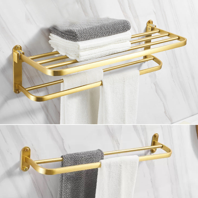 Modern Bathroom Hardware Paper Holder Bath Shelf Gold Bathroom Accessory Kit 2-Piece Set (Towel Rack) Clearhalo 'Bathroom Hardware Sets' 'Bathroom Hardware' 'Bathroom Remodel & Bathroom Fixtures' 'bathroom_hardware_sets' 'Home Improvement' 'home_improvement' 'home_improvement_bathroom_hardware_sets' 6763168
