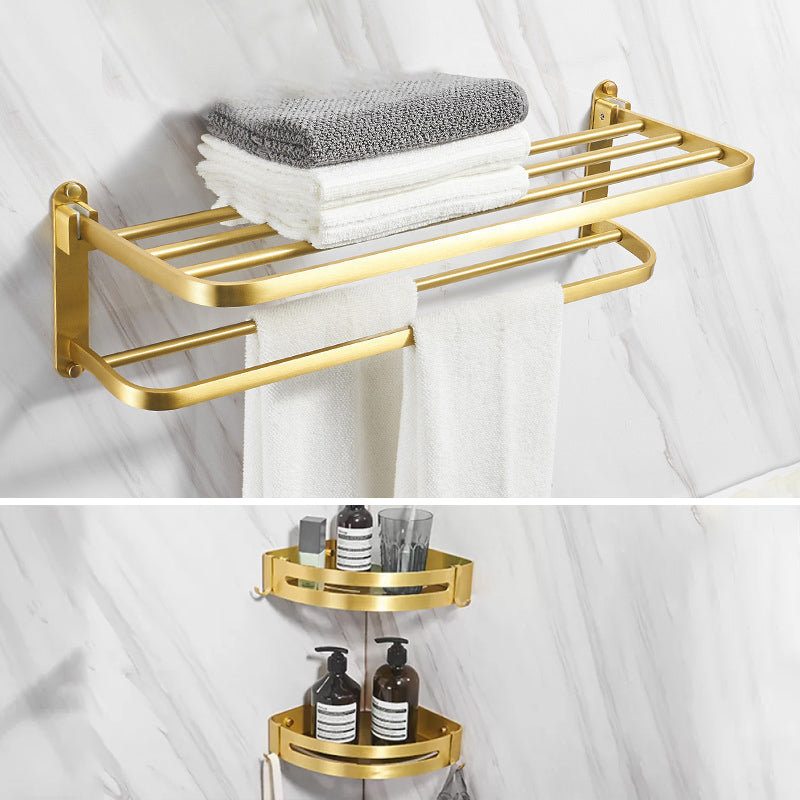 Modern Bathroom Hardware Paper Holder Bath Shelf Gold Bathroom Accessory Kit 3-Piece Set (Triangle Bath Shelf) Clearhalo 'Bathroom Hardware Sets' 'Bathroom Hardware' 'Bathroom Remodel & Bathroom Fixtures' 'bathroom_hardware_sets' 'Home Improvement' 'home_improvement' 'home_improvement_bathroom_hardware_sets' 6763170