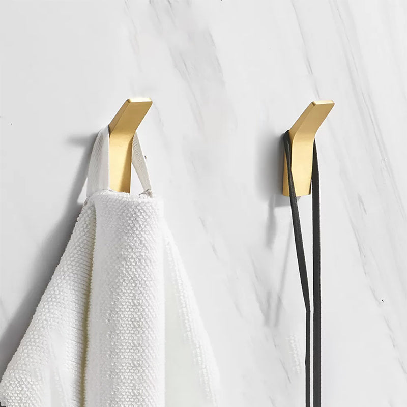 Modern Bathroom Hardware Paper Holder Bath Shelf Gold Bathroom Accessory Kit 2-Piece Set (Single Hook) Clearhalo 'Bathroom Hardware Sets' 'Bathroom Hardware' 'Bathroom Remodel & Bathroom Fixtures' 'bathroom_hardware_sets' 'Home Improvement' 'home_improvement' 'home_improvement_bathroom_hardware_sets' 6763173