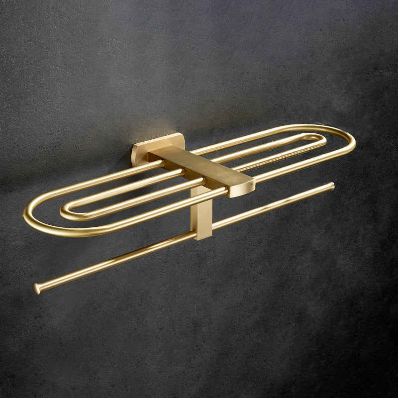Traditional Golden Bath Hardware Set Brass Bathroom Accessory Kit Round Towel Rack Clearhalo 'Bathroom Hardware Sets' 'Bathroom Hardware' 'Bathroom Remodel & Bathroom Fixtures' 'bathroom_hardware_sets' 'Home Improvement' 'home_improvement' 'home_improvement_bathroom_hardware_sets' 6763233