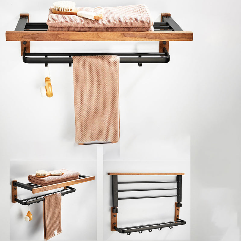 Wooden & Aluminum Bath Hardware Set Black Bathroom Accessory Kit Clearhalo 'Bathroom Hardware Sets' 'Bathroom Hardware' 'Bathroom Remodel & Bathroom Fixtures' 'bathroom_hardware_sets' 'Home Improvement' 'home_improvement' 'home_improvement_bathroom_hardware_sets' 6763302