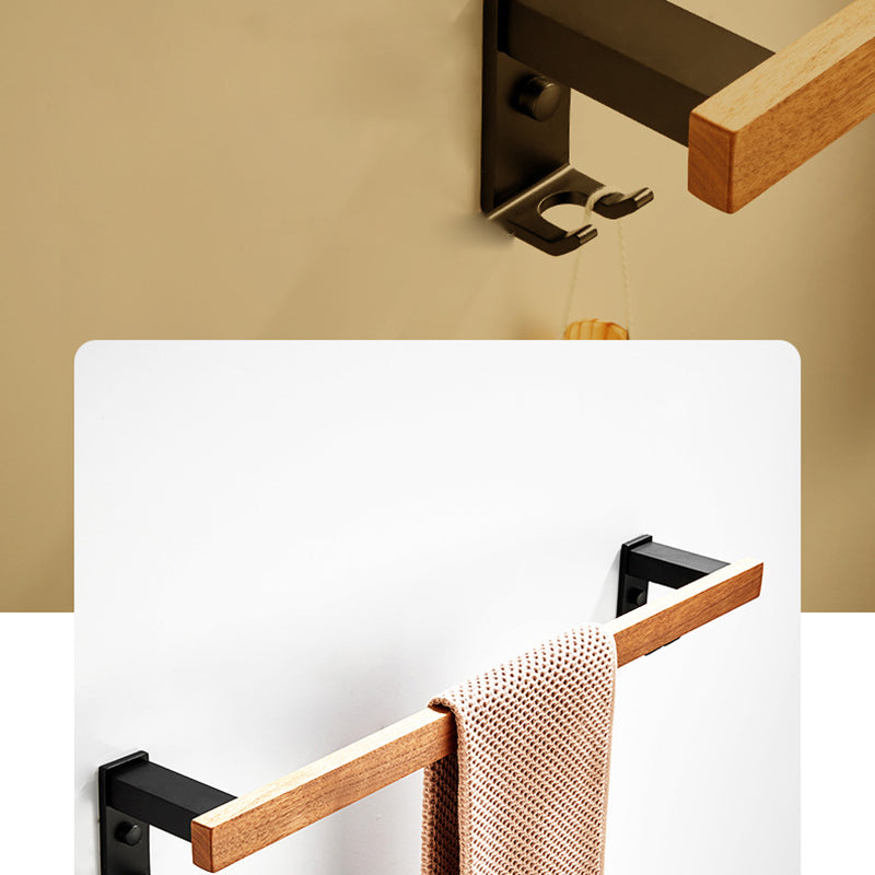 Wooden & Aluminum Bath Hardware Set Black Bathroom Accessory Kit Clearhalo 'Bathroom Hardware Sets' 'Bathroom Hardware' 'Bathroom Remodel & Bathroom Fixtures' 'bathroom_hardware_sets' 'Home Improvement' 'home_improvement' 'home_improvement_bathroom_hardware_sets' 6763305